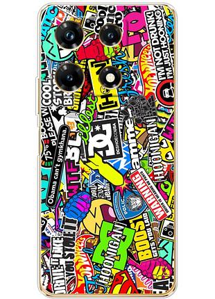 Чехол силиконовый с картинкой на infinix note 30 pro 4g (цветные наклейки)