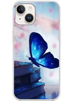 Чехол силиконовый с картинкой на iphone 15 plus (бабочка)