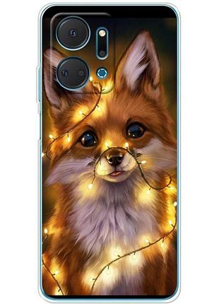 Чехол силиконовый с картинкой на huawei honor x7a (новогодний, лисичка)