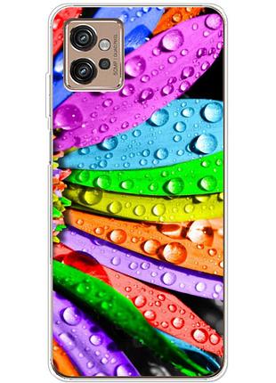 Чехол силиконовый с картинкой на motorola g32 (цветные листья)