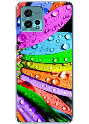 Чехол силиконовый с картинкой на motorola g72 (цветные листья)