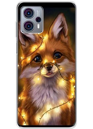Чехол силиконовый с картинкой на motorola g23 (новогодний, лисичка)