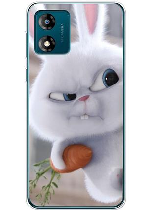 Чехол силиконовый с картинкой на motorola e13 (кролик снежок)