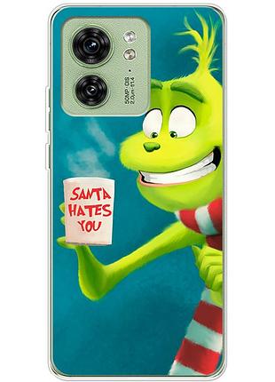 Чехол силиконовый с картинкой на motorola edge 40 (новогодний, гринч)