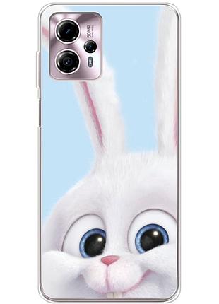 Чехол силиконовый с картинкой на motorola g13 (кролик снежок)