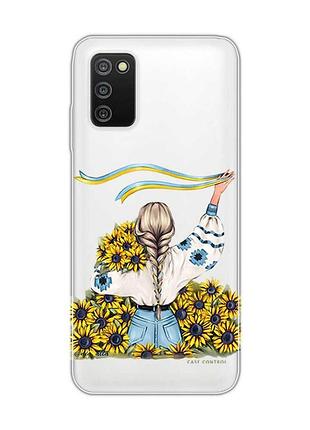 Прозрачный чехол на samsung galaxy a03s :: девушка с лентой (принт 25)