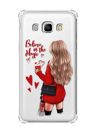Чехол с утолщёнными углами на samsung galaxy j5(2016)/j510 :: девушка с кофе (принт 137)