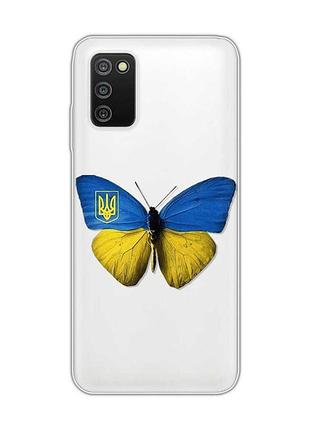 Прозрачный чехол на samsung galaxy a03s :: бабочка украина (принт 255)