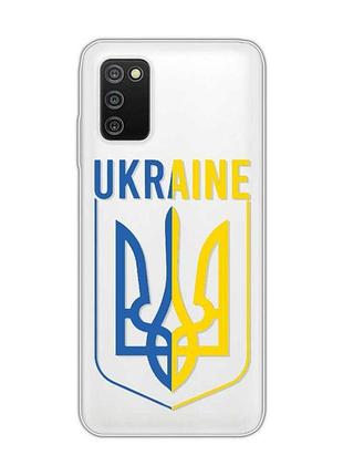 Прозрачный чехол на samsung galaxy a03s :: тризуб (патриотический принт 254)