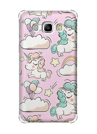 Чехол с утолщёнными углами на samsung galaxy j5(2016)/j510 :: единороги (принт 106)