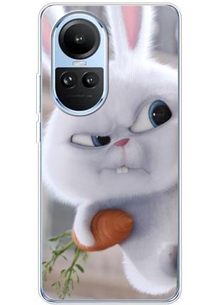 Чехол силиконовый с картинкой на oppo reno 10 (кролик снежок)