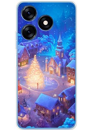 Чехол силиконовый с картинкой на tecno spark 10 (новогодний)