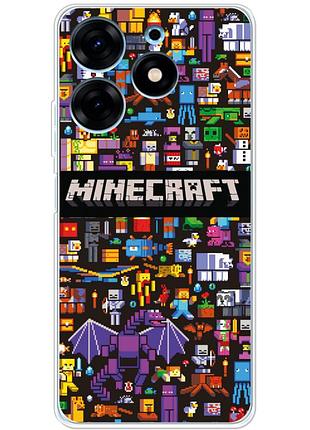 Чехол силиконовый с картинкой на tecno spark 10 pro (майнкрафт, minecraft)