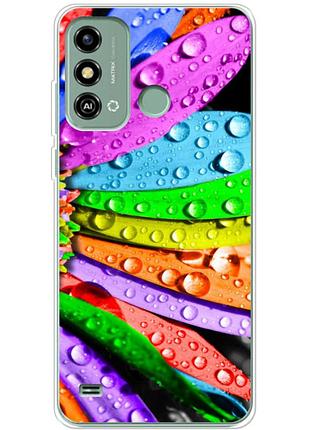 Чехол силиконовый с картинкой на zte blade a53 (цветные листья)