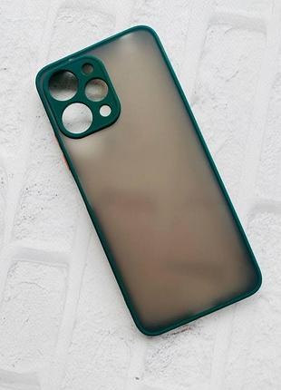 Прозорий матовий чохол із силіконовим бампером для xiaomi redmi 12 зелений