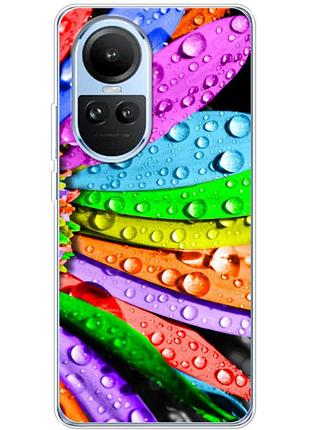 Чехол силиконовый с картинкой на oppo reno 10 pro (цветные листья)