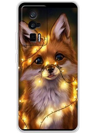 Чохол силіконовий з картинкою на xiaomi poco f5 pro (новорічний, лисичка)