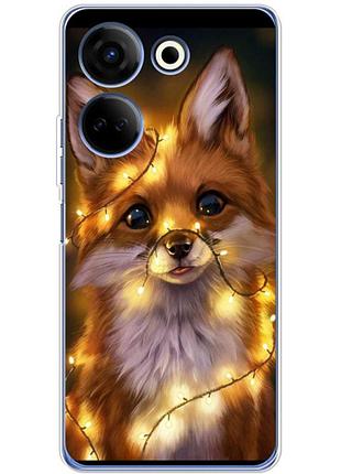 Чехол силиконовый с картинкой на tecno camon 20 pro 4g (новогодний, лисичка)