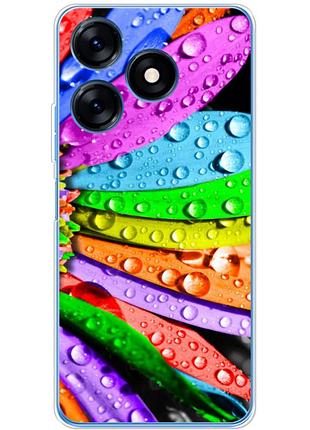 Чехол силиконовый с картинкой на tecno spark 10c (цветные листья)
