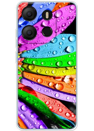 Чохол силіконовий з картинкою на tecno pop 7 (кольорові листки)