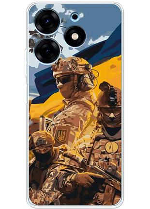 Чохол силіконовий з картинкою на tecno spark 10 pro (патріотичний, воїни зсу)