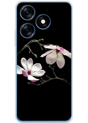 Чохол силіконовий з картинкою на tecno spark 10 (квітка, манголія)