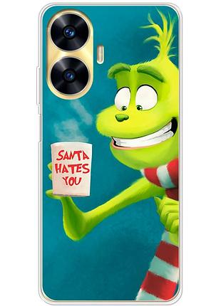 Чехол силиконовый с картинкой на realme c55 (новогодний, гринч)
