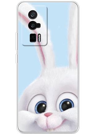 Чохол силіконовий з картинкою на xiaomi poco f5 pro (кролик сніжок)