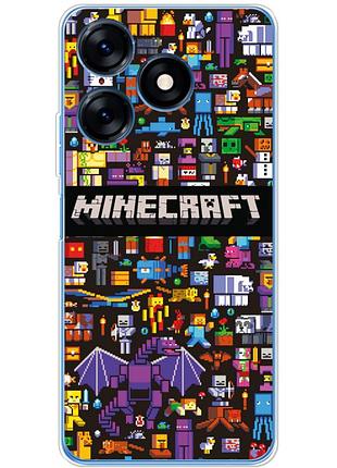 Чохол силіконовий з картинкою на tecno spark 10c (майнкрафт, minecraft)