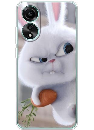 Чохол силіконовий з картинкою на oppo a78 4g (кролик сніжок)