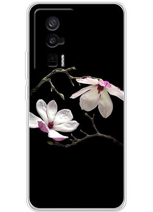 Чехол силиконовый с картинкой на xiaomi poco f5 pro (цветок, монголия)