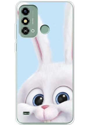 Чехол силиконовый с картинкой на zte blade a53 (кролик снежок)