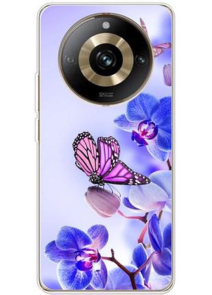 Чохол силіконовий з картинкою на realme 11 pro (квітка, метелик на орхідеї)