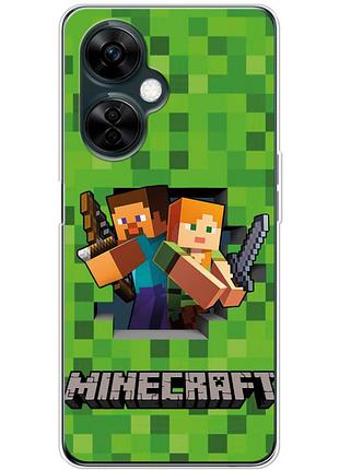 Чехол силиконовый с картинкой на oneplus nord ce 3 lite (майнкрафт, minecraft)