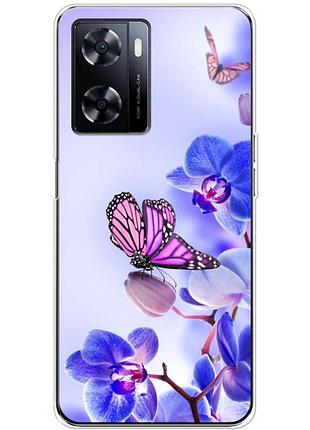 Чехол силиконовый с картинкой на oneplus nord n20 se (цветок, бабочка на орхидее)