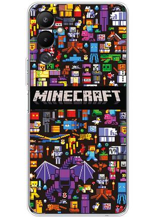Чохол силіконовий з картинкою на tecno pova 4 (майнкрафт, minecraft)