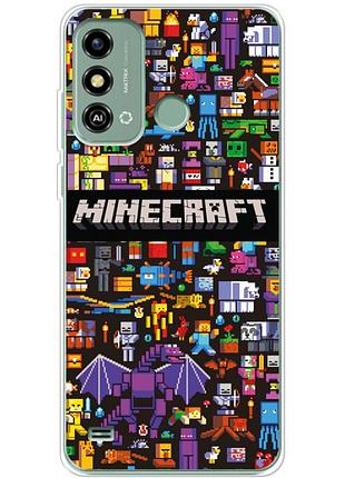 Чехол силиконовый с картинкой на zte blade a53 (майнкрафт, minecraft)
