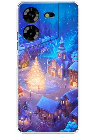 Чехол силиконовый с картинкой на tecno pova 5 (новогодний)