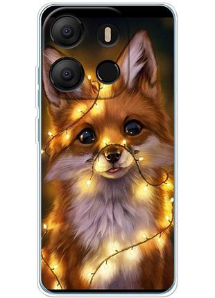 Чехол силиконовый с картинкой на tecno pop 7 (новогодний, лисичка)