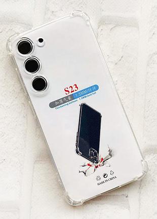 Прозрачный силиконовый чехол с утолщёнными углами на samsung galaxy s23