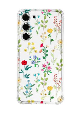 Чохол з потовщеними кутами на samsung galaxy s23 :: квітковий фон (принт 269)