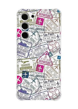 Чехол с утолщёнными углами на samsung galaxy s23 :: путешествия. штампы (принт 316)