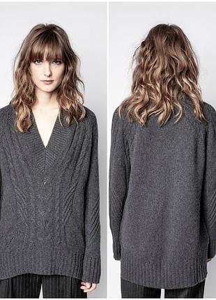 🩶 zadig & voltaire elly — 100% кашемир, культовый oversize свитер в цвете anthracite