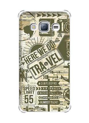 Чехол с утолщенными углами на samsung galaxy j3(2016) j310 :: путешествия (принт 324)