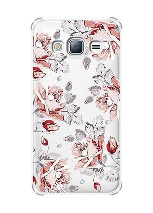 Чехол с утолщенными углами на samsung galaxy j3(2016) j310 :: фон розы (принт 273)