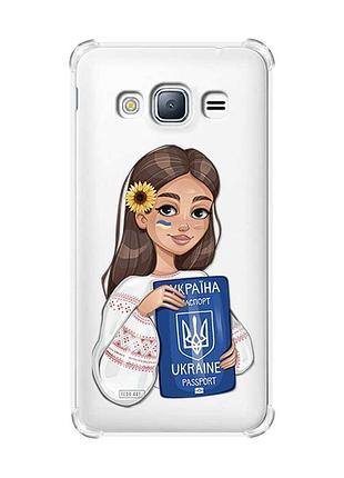 Чохол з потовщеними кутами на samsung galaxy j3(2016) j310 :: дівчина з паспортом (принт 12)