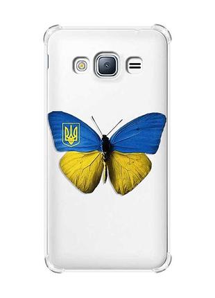 Чехол с утолщенными углами на samsung galaxy j3(2016) j310 :: бабочка украина (принт 255)