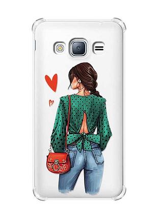 Чохол з потовщеними кутами на samsung galaxy j3(2016) j310 :: дівчина в зеленому (принт 224)