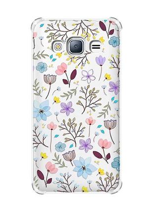 Чехол с утолщенными углами на samsung galaxy j3(2016) j310 :: цветочный фон (принт 267)