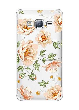 Чехол с утолщенными углами на samsung galaxy j3(2016) j310 :: цветы пастельные (принт 277)